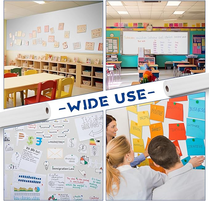 16 in x 40 Ft Fabric Bulletin Board Roll Classroom Non Woven Fabric Background Decorations Waterproof Wrinkle Resistant Bulletin Board for Back to School Wall Decor(White,Pure)