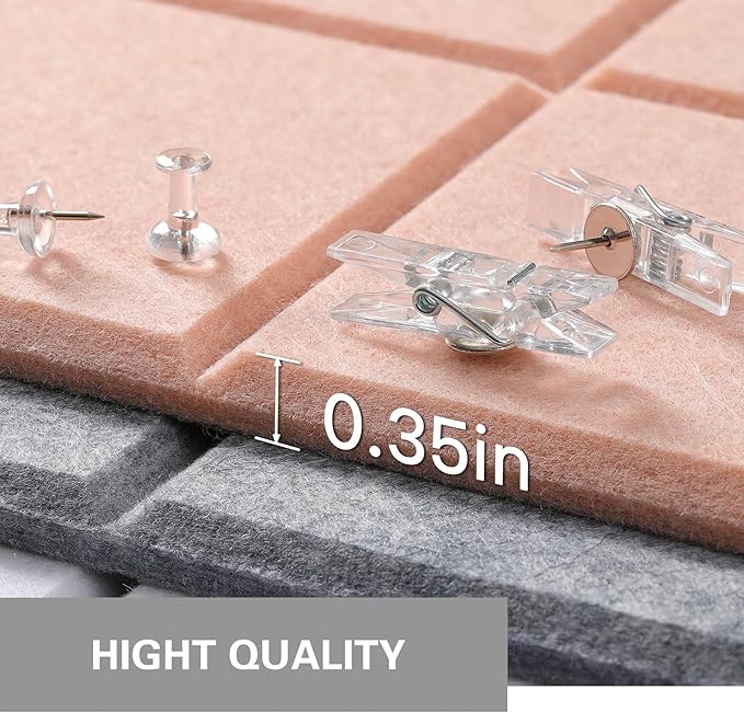 Large Cork Board, 12 Pack Felt Wall Tiles with Safe Removable Adhesive, Bulletin Board for Office, Pin Tack Corkboard for Quilting Design & Dart Wall Protector 48" x 36" - Pink Ivory