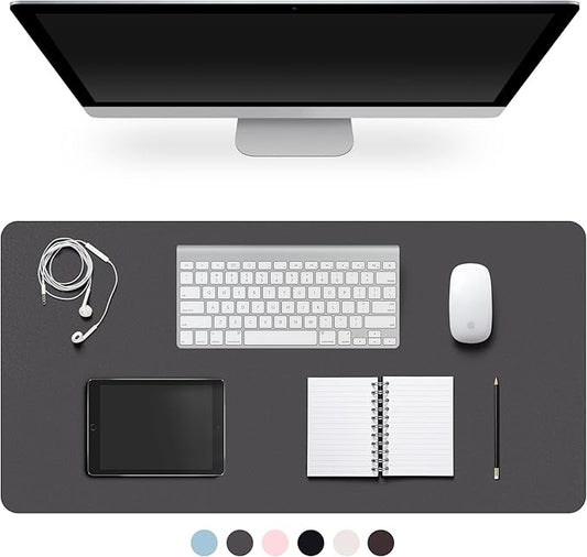 Leather Desk Pad Protector,Non-Slip Desk Pad,on-Slip PU Leather Large Mouse Pad,Easy Clean Desk Protecor Mat,Writing Pad for Office Work/Home/Decor(Dark Gray, 23.6" x 13.7")
