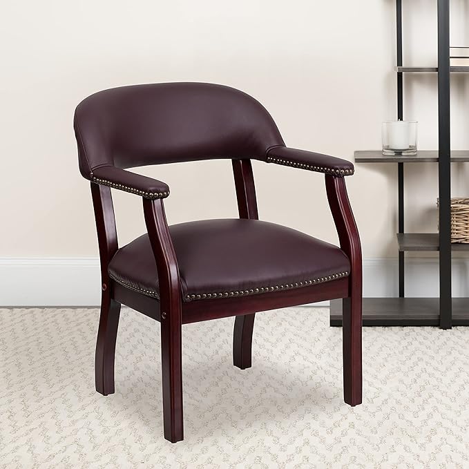 Flash Furniture Diamond Burgundy LeatherSoft Conference Chair with Accent Nail Trim