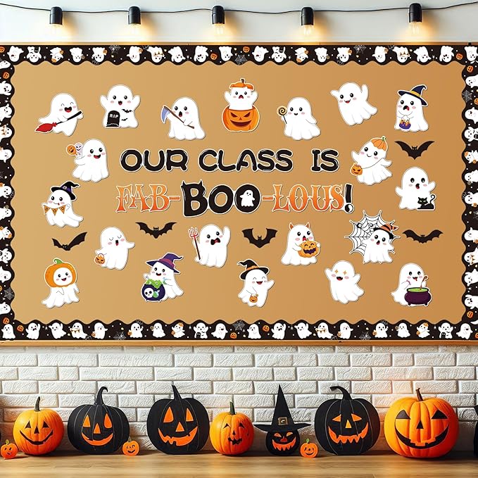 Halloween Bulletin Board Decorations, Ghost Classroom Decorations, Halloween Themed Bulletin Boards Decor for Classroom Elementary Middle High School
