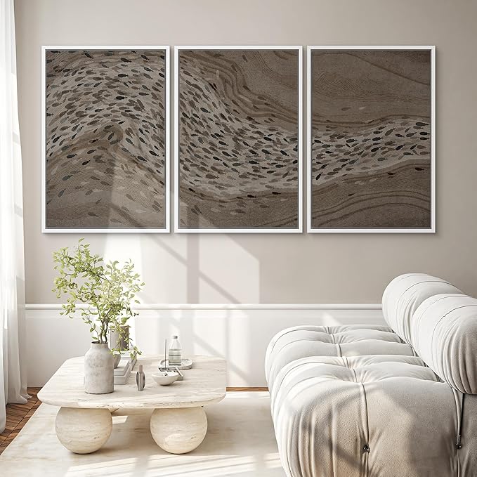 SIGNWIN Framed Canvas Print Wall Art Set Bison Migration African Animal Migration in Brown and Black Illustrations Modern Art Decorative Abstract for Living Room, Bedroom, Office - 16"x24"x3 White