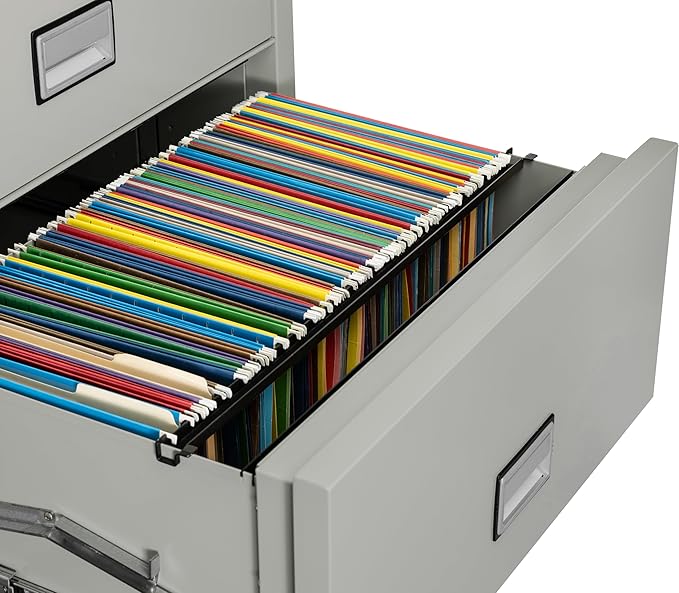 31 inch Wide 3-Drawer Lateral Fireproof File Cabinet – Legal and Letter Size Filing – Key Lock – Water Resistant – Fire Safe and Impact Rated – Light Gray Finish – Model LAT3W31LG