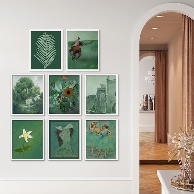 SIGNWIN Framed Poster Bathroom Decor, Wall Art Room Decor Multicolor for Living Room, Bedroom, Office Green Jungle Plant Ballet European Landscape Vintage Bohemian - 12"x16"x 8 White