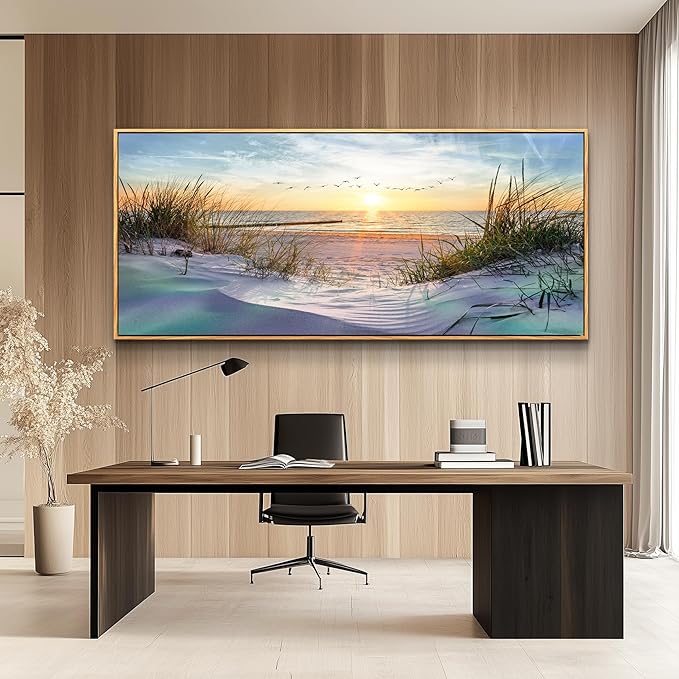 Wapluam Beach Wall Art For Living Room Coastal Canvas Prints Artwork For Walls Ocean Seascape Wall Paintings Nature Landscape Wall Decor Pictures for Bedroom Office Hotel Extra Large Framed Home Decor