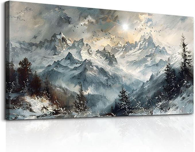KELIYUAN Canvas Wall Art For Living Room Farmhouse Wall Decor For Office Abstract Mountain Landscape Wall Painting Framed Pictures Artwork Modern Bedroom Dormitory Home Decoration Aesthetic 20x40in
