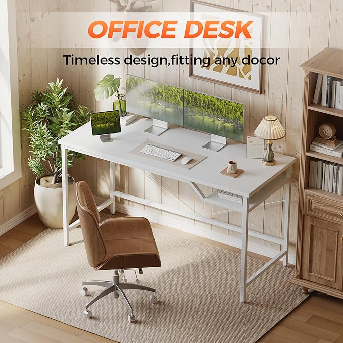 Mericonia 48 inch Computer Desk, Gaming Desk for Small Spaces, Modern Simple Style Table for Home Office, Study Student Writing Table