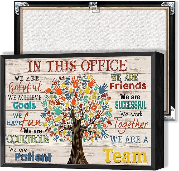 Trendy In This Office We Are A Team Inspirational Wall Art Work Positive Motivation Modern Canvas Posters Encouraging Sign Prints Painting For Office Living Room Wall Decor 24x36in Framed