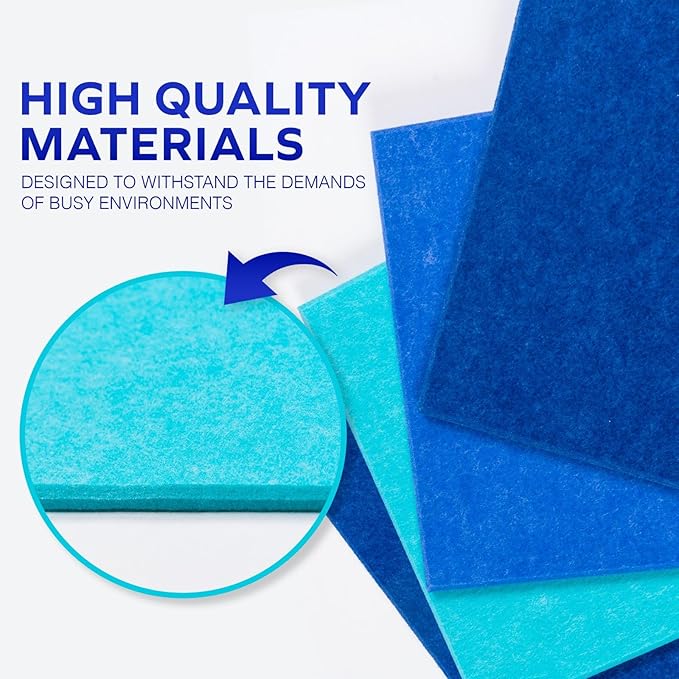 Large Felt Cork Board - 48x36 inches, 12 Felt Board Tiles with Removable Adhesive Tape Cork Boards for Walls Cork Board for Office Pin Board Bulletin Board (30x30, Blue Ombre Collection)
