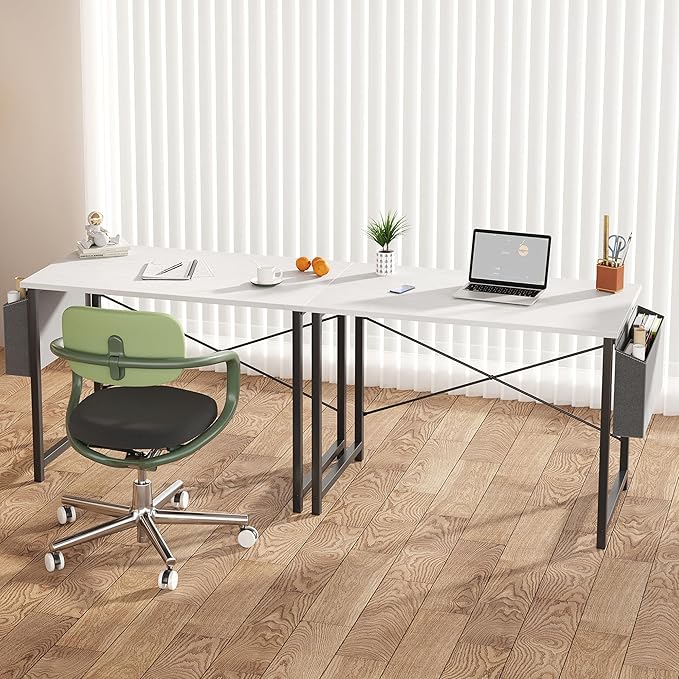 OLIXIS Computer Desk 31 Inch Home Office Desks for Small Spaces, Gaming Writing Study Work Table with Storage Bag for Bedroom, White