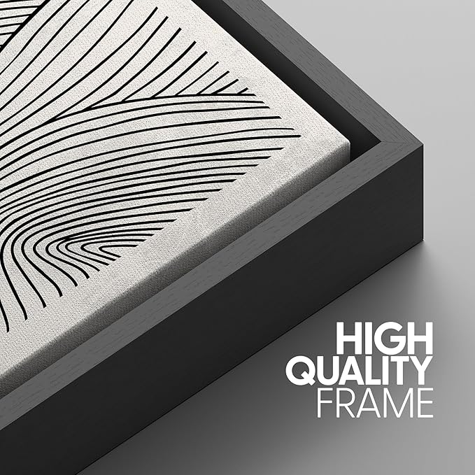 SIGNWIN Framed Canvas Print Wall Art Set Black Pastel Geometric Landscape Abstract Shapes Cozy Neutral Modern Art Decorative Boho Relax/Zen Nordic for Living Room, Bedroom, Office - 24"x36"x3 Black