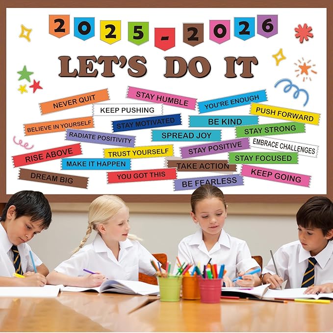 Welcome Back to School Bulletin Board Motivational Classroom Decorations Set This is Your Year Paper Cutouts Colorful Positive Affirmation for Office Home Nursery Chalkboard Wall Door Supplies