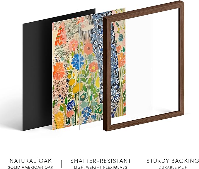 HAUS AND HUES Floral Art Wall Decor - Wildflowers Wall Art for Living Room, Floral Artwork for Bedroom Walls, Flower Painting for College Girls Dorm Room (Spring Florals, Walnut Frame, 8x10)