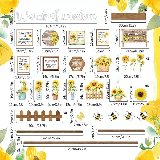 Sunflower Bulletin Board Set Classroom Motivational Flowers Bulletin Board Decorations with 3D Paper Sunflower Cutouts Inspirational Positive Quotes for School Office Classroom Decor