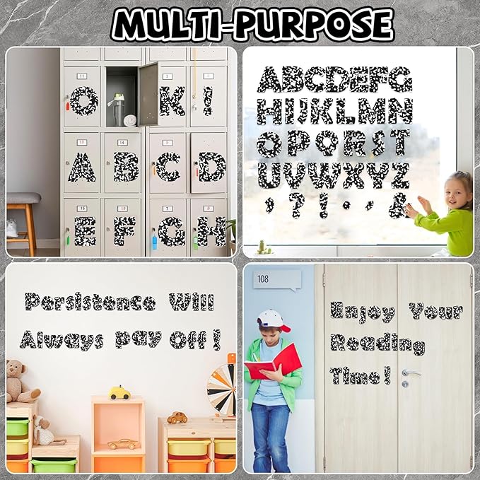 260 PCS Bulletin Board Letters for Classroom 4” Letter Combo Pack Set Composition Black and White Classroom Decorations Alphabet Number Symbol Letter for Bulletin Board Cutout Card for Classroom Decor
