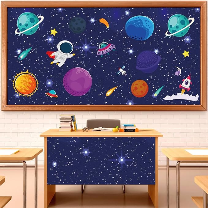Outer Space Bulletin Board Paper Roll Night Sky Bulletin Board Background Paper Not Easy to Fade Bulletins Decorations for Back to School Poster Papers Arts Crafts Classroom Supply 15.8inx20ft