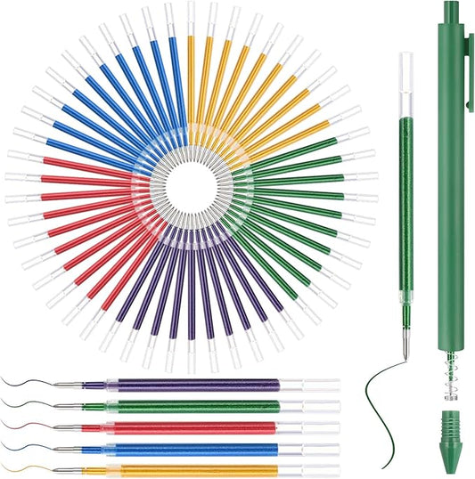 50 Pcs 1mm Retractable Ballpoint Pen Refills Bulk 4.92 Inch Replacement Ballpoint Ink Pen Refills Smooth Writing for Click Ball Point Pens School Office Supplies (Colored,Glitter)