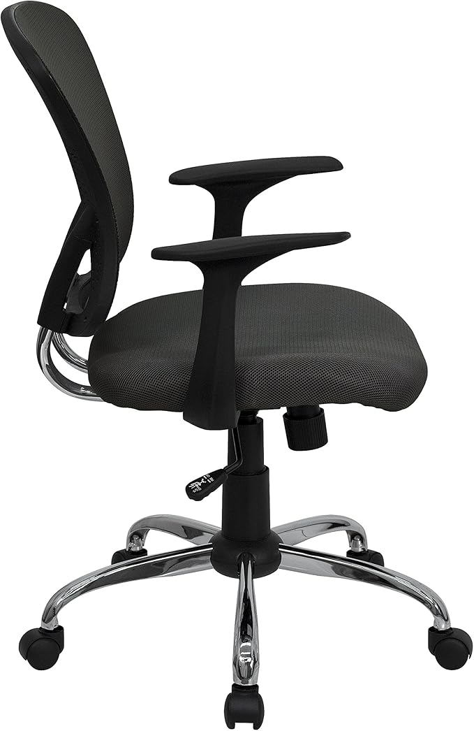 Flash Furniture Alfred Mid-Back Dark Gray Mesh Swivel Task Office Chair with Chrome Base and Arms