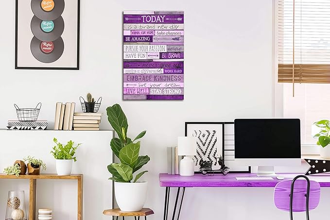 CGXART Inspirational Wall-Art - Wall Decor For Bedroom Teen Girl - Large Wall Pictures For Living Room - Purple Wall Art Word Artwork For Home Walls Teenage Girl Room Decor Size 24x36