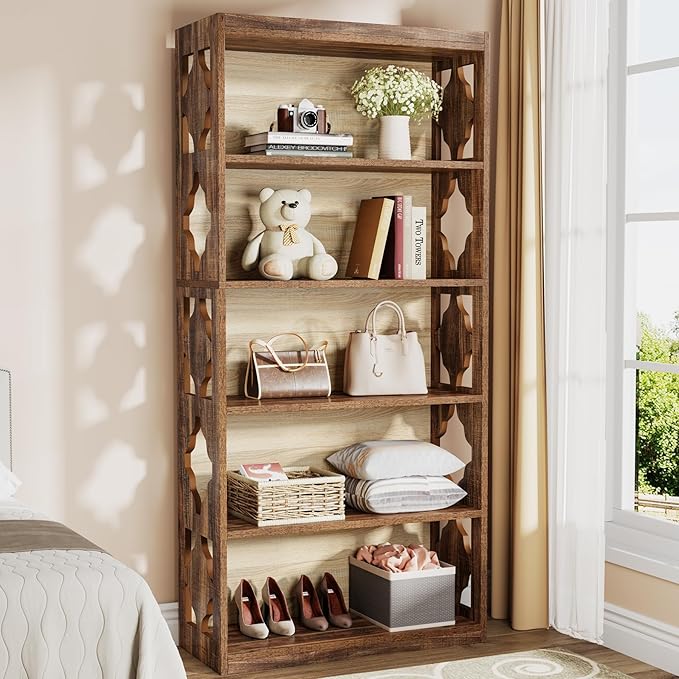 Tribesigns 6-Tier Bookcase, 70-Inch Tall Freestanding Bookshelf with Storage Shelves, Open Bookcase Wood Display Shelving Unit for Living Room Bedroom