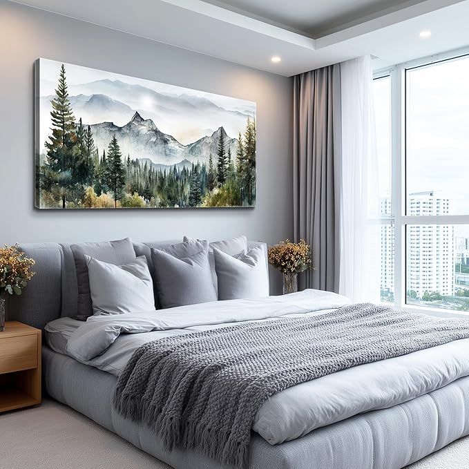 hyidecorart Wall Art For Living Room Canvas Wall Decorations For Bedroom Large Size Office Wall Decor Abstract Mountain Scenery Paintings Pictures Artworks Ready To Hang Home Decoration 24X48
