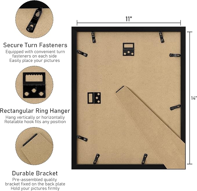 VIOLABBEY 11x14 Picture Frames 2Pack, Fit Five 4x6 Photos with Mat or One 11x14 Picture without Mat for Wall or Tabletop, Black 4x6 Picture Frame Collage with Stand