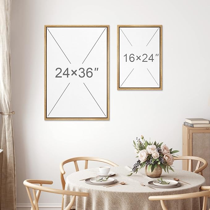 MUDECOR Framed Canvas Print Wall Art Watercolor Wildflower Art Print, Floral Botanical Prints, Minimalist Art, Modern Farmhouse for Bedroom - 16"x24"x3 Natural