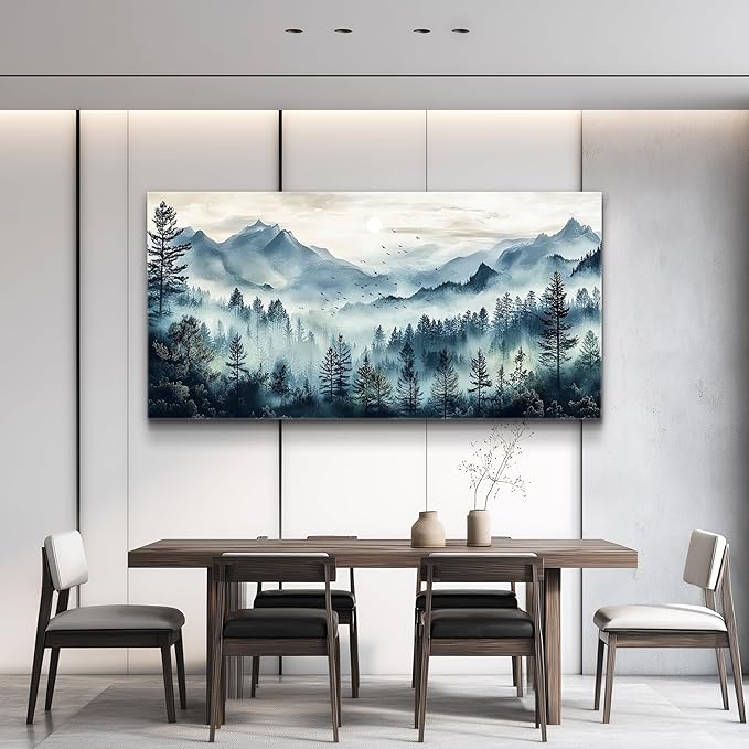 FUHAIHUA Canvas Wall Art For Living Room Large Wall Decor For Office Bedroom Decorations Foggy Forest Painting Artwork Room Wall Mural Aesthetic Home Decor 30x60 In
