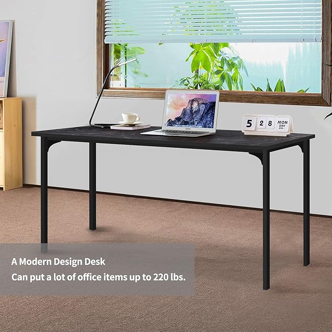 YSSOA 47 Inch Home Office Computer Desk for Working, Studying, Writing or Gaming, Black