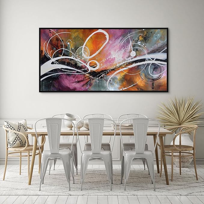 yiijeah Purple Wall Decor Bedroom Canvas Abstract Bathroom Art Picture Items for Women Framed Artwork Print 48x24 Inches