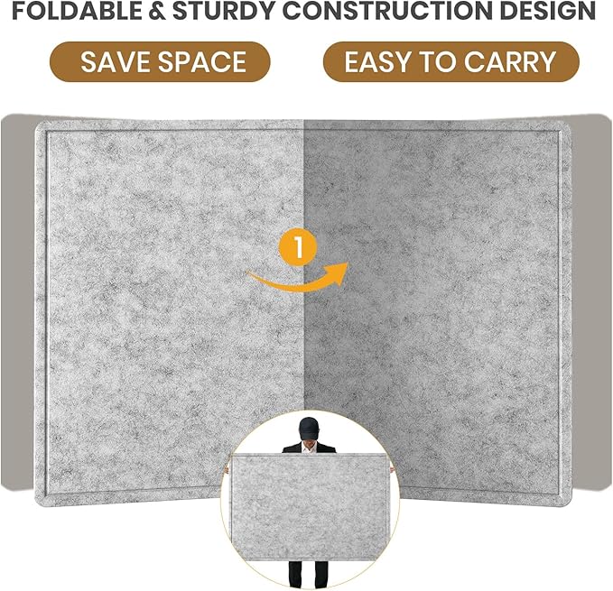 Large Bulletin Board - 60 X 36 inches Decorative Felt Pin Board - 5' x 3' Cork Board Alternative for Wall - Foldable Photo Board Self-Adhesive Vision Board Prayer Board with 30 Pushpins - Silver Gray