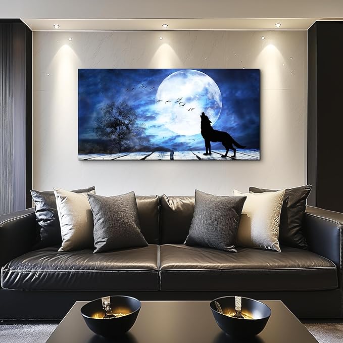 Canvas Wall Art For Bedroom Wall Decoration For Living Room Large Size Luminous Scenery Wolf Wall Decor Pictures Artwork Painting Modern Office Canvas Art Prints Room Decor Ready To For Home Decor