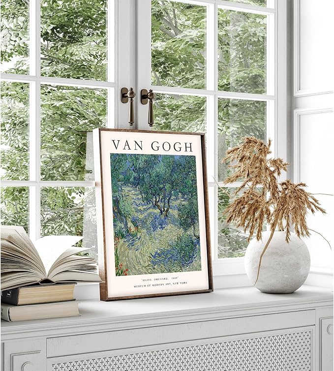Van Gogh Wall Art, Van Gogh Art Posters, Olive Orchard Floral Garden Art, Retro Famous Artist Paintings Museum Gallery Exhibition Poster for Living Room, Aesthetic Vintage Decor, Unframed, 12x16 In