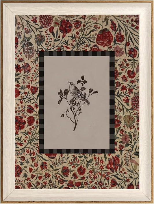 ASTRDECOR Framed Canvas Wall Art - Vintage Botanical & Bird Print, Floral Retro Cottagecore Decor for Living Room, Bathroom, Vintage Oil Painting Botanical Art Prints Decor 12''x16''