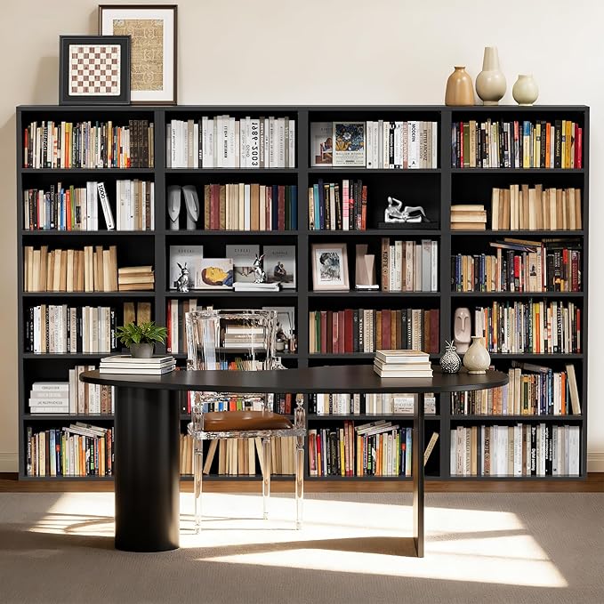 Furniwell 71" Tall Bookcase Bookshelves, 6 Tier Floor Standing Bookcases Open Frame, Modern Display Storage Organizer for Home Office, Living Room, Bedroom, Study Room (Black, 2 Pcs)