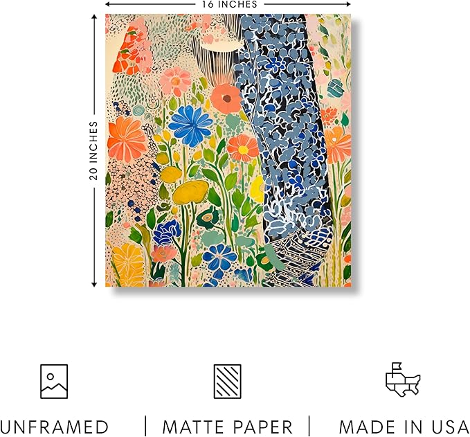 HAUS AND HUES Floral Art Wall Decor - Wildflowers Wall Art for Living Room, Floral Artwork for Bedroom Walls, Flower Painting for College Girls Dorm Room (Spring Florals, Unframed, 16x20)