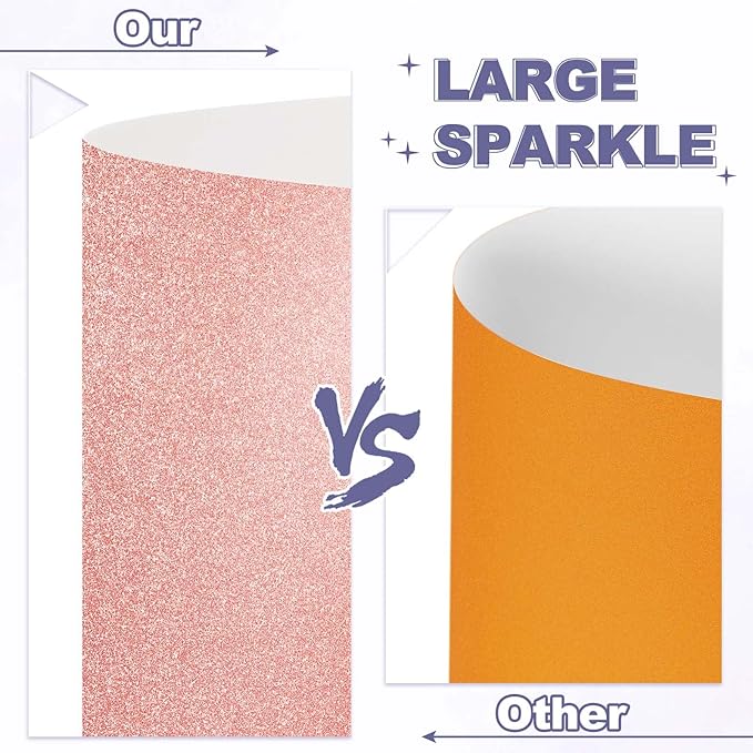 PATIKIL 20Sheets Rose Gold Glitter Cardstock, 8.3x11.7 in A4 Glitter Paper Card Stock Shiny Scrapbook 250gsm Sparkly Paper Large Shimmer for Crafts Scrapbook DIY Art Wedding Party