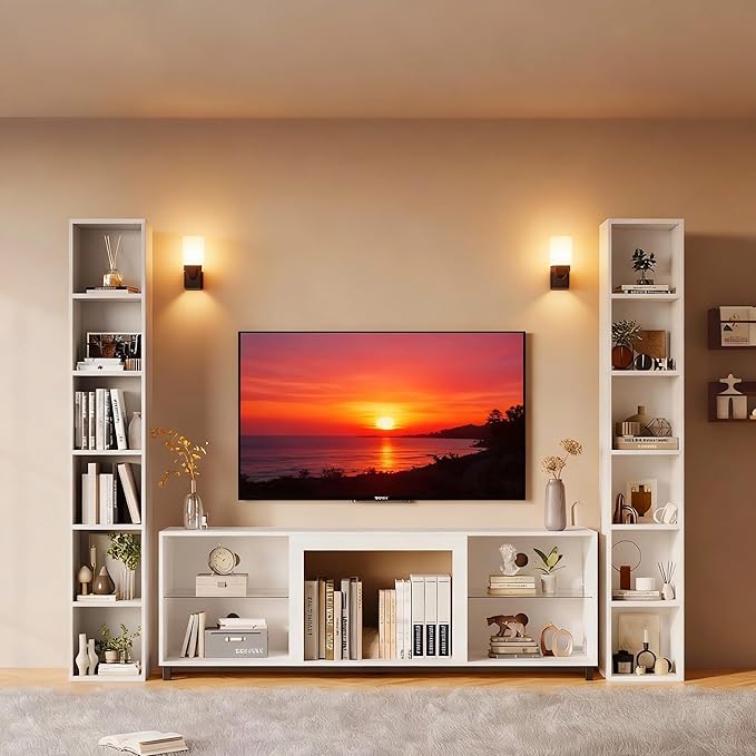 Narrow Bookshelf & Bookcase Set of 2, 6-Tier Floor Standing Open Book Shelf, Modern Corner Bookshelf with Storage Space, 71.5" Tall Bookshelves for Bedroom, Living Room and Office, White
