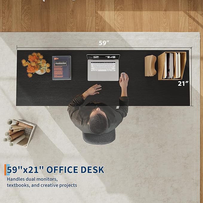 Garvee 59 in Farmhouse Executive Desk, Home Office Desk with File Drawer and Storage Cabinet, Wooden Computer Table with 3 Drawers for Work and Study ，White+Vintage/Black