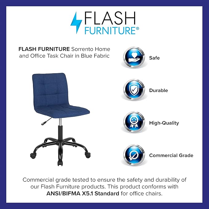Flash Furniture Sorrento Home and Office Task Chair in Blue Fabric