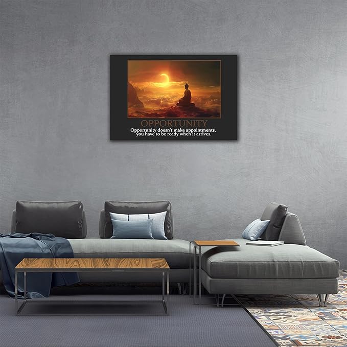 UZMKM - Office Wall Art, Motivational & Inspirational Quotes Canvas Wall Art for Home Office Wall Decor, Positive Quote Wall Decor, OPPORTUNITY Words Poster Frame for Company Wall Decor 32x48 Inch