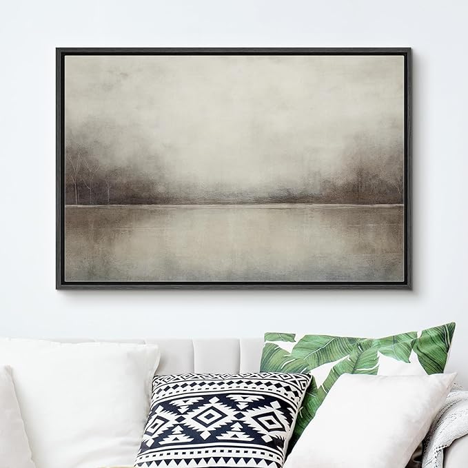 SIGNFORD Framed Canvas Print Wall Art Abstract Landscape Wilderness Impressionism Traditional Scenic for Living Room, Bedroom, Office - 24"x36" Black