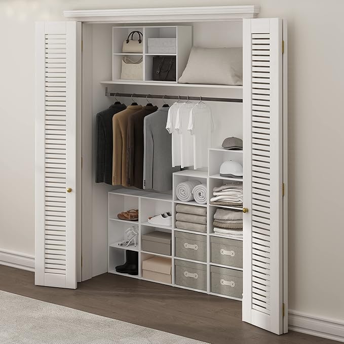 Furinno LUDER Book Shelf, 2-Tier Modern Bookshelf, Open Shelves Wide Bookcase, 9 x 16 x 21, Easy Assembly, Closed Back, for Living Room, Bedroom, Home Office, Plain White