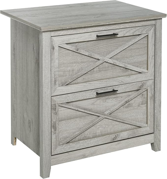 HOMCOM Retro Filing Cabinet with 2 Drawers, File Cabinet with Hanging Bars for Letter and Legal Size Document, Grey