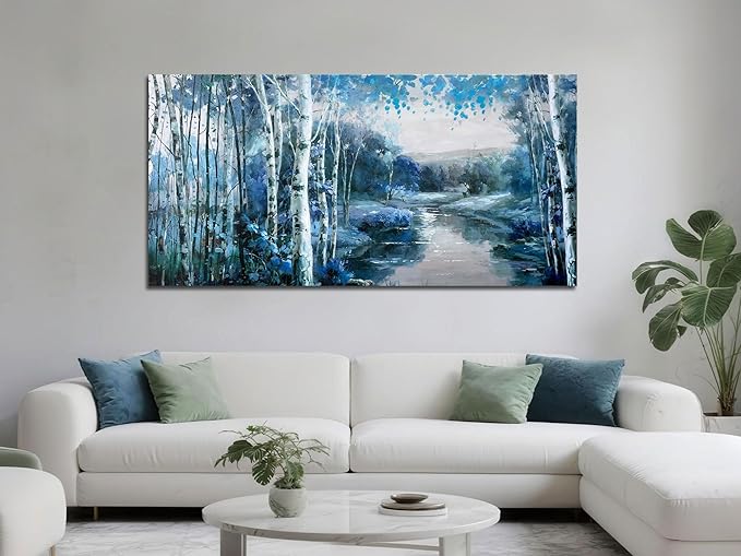 Arjun Tree Large Canvas Wall Art for Living Room Landscape Picture Nature Forest Painting Bedroom, Big Size Artwork Textured Framed Home Office Dining Room Wall Décor 58"x29"