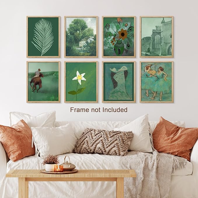 SIGNWIN Adhesive Canvas Poster Bathroom Decor 11"x14"x 8, Wall Art Room Decor Multicolor for Living Room, Bedroom, Office Green Jungle Plant Ballet European Landscape Vintage Illustrations Bohemian