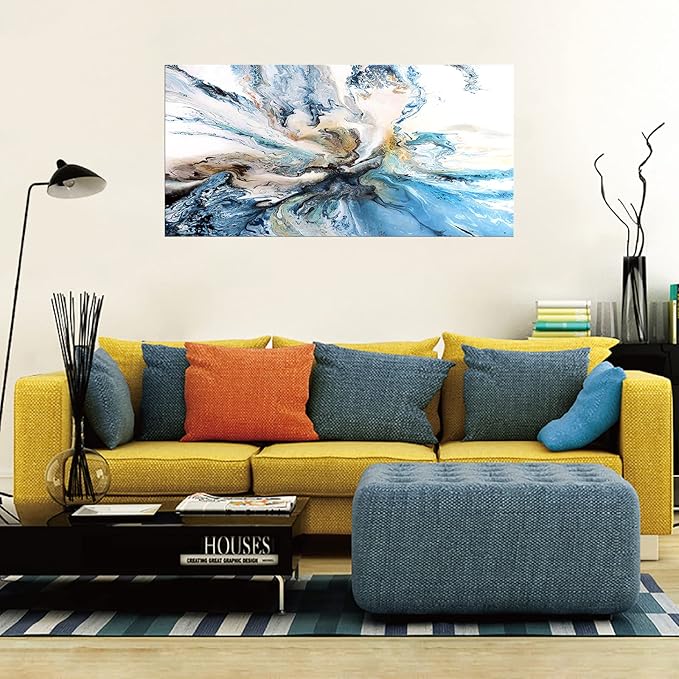 DZL Art A74962 Large Abstract Canvas Wall Art For Living Room Decoration Abstract Watercolor Picture Canvas Prints Painting for for Office Wall Decor Home Decorations