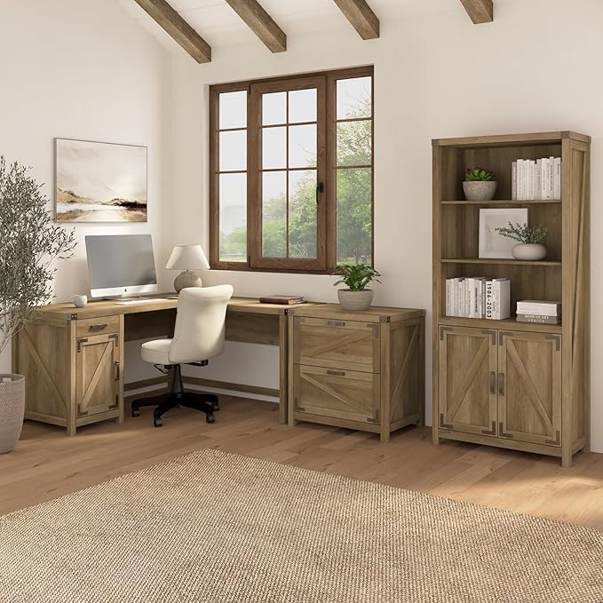 Bush Furniture Knoxville 2 Drawer Lateral File Cabinet in Reclaimed Pine, Farmhouse Document Storage Chest for Home Office