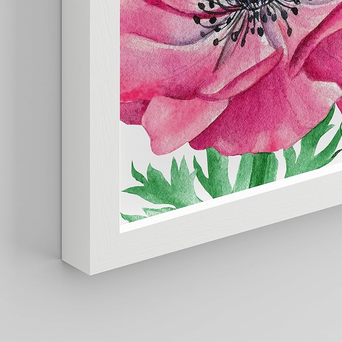 SIGNWIN Framed Poster Bathroom Decor 11"x14"x 8 White, Wall Art Room Decor Multicolor for Living Room, Bedroom, Office Pink Daisy Jungle Tropical Botanical Palm Leaf Nature Abstract Shapes