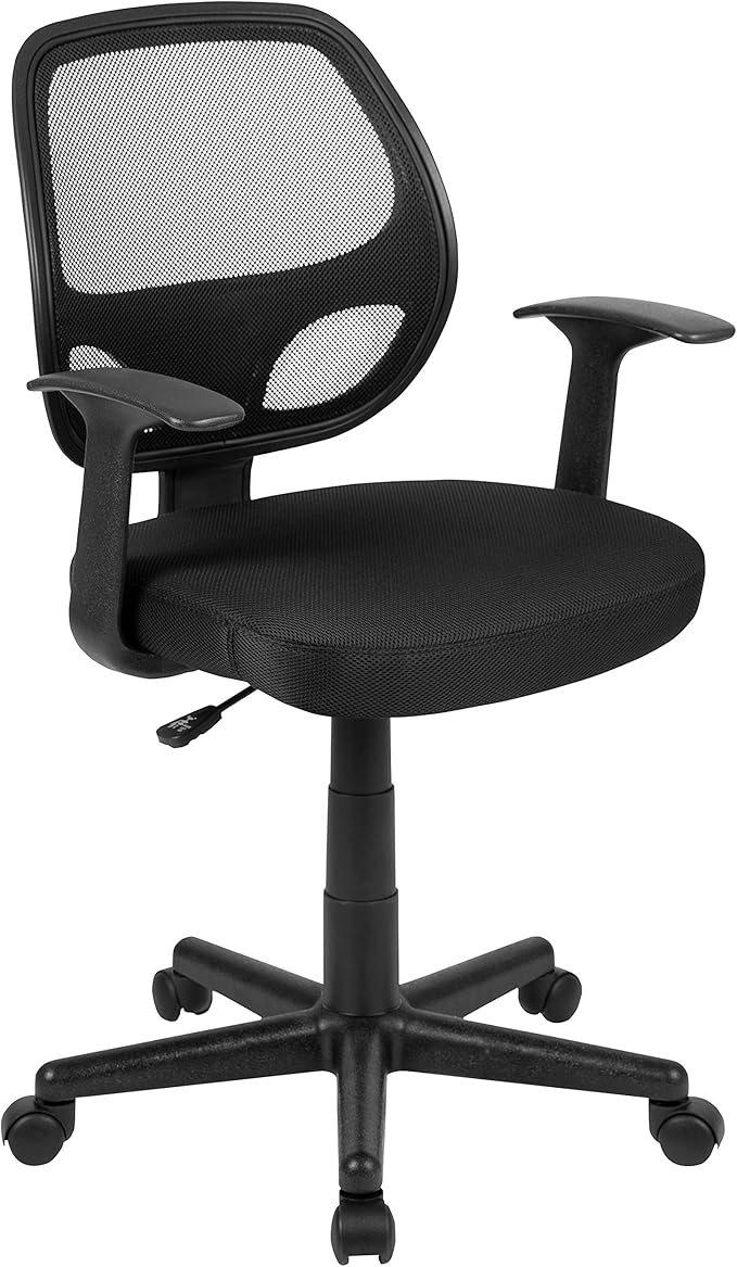 Flash Furniture Flash Fundamentals Mid-Back Black Mesh Swivel Ergonomic Task Office Chair with Arms